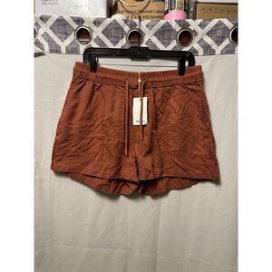NWT Quince Vintage Wash Tencel Utility Short in Terracotta Size Large Tie Waist